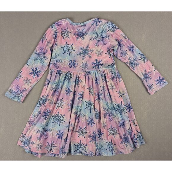 Girls Long Sleeve Pastel Snowflake Butter Soft Twirl Dress Size 6-7 - Picture 2 of 5